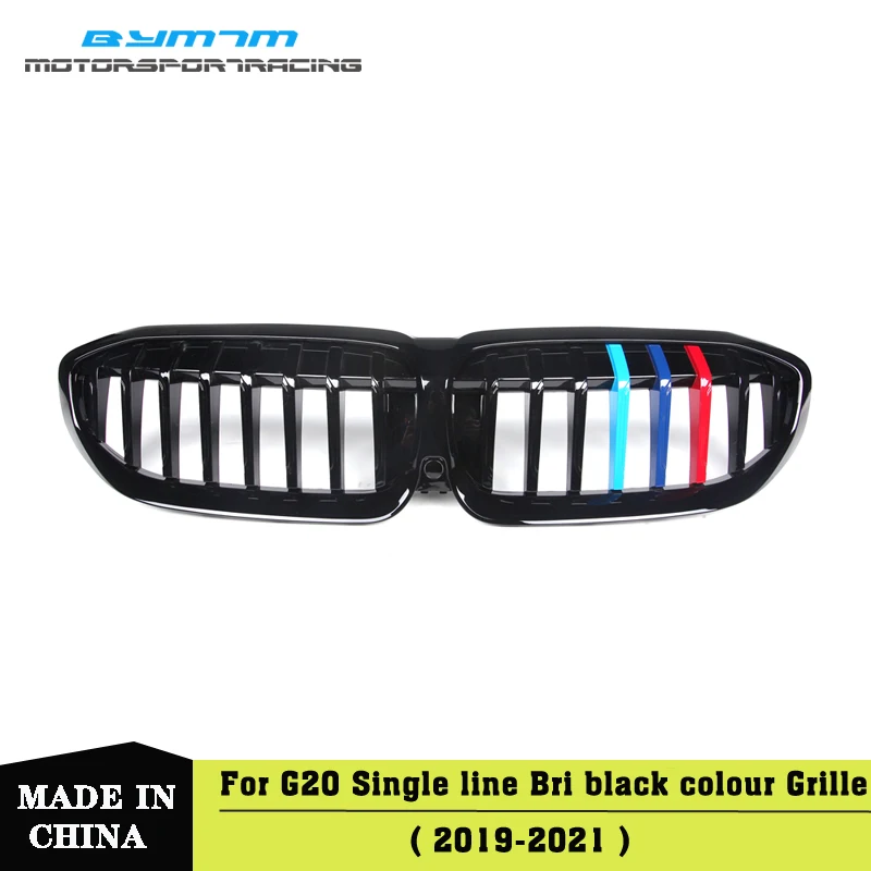 

Single line Color of national flag Bright black ABS Car Grille For BMW 3 Series G20 G21 G28