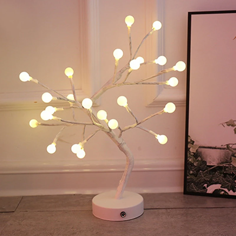 24 LED Night Light DIY Bonsai Gypsophila Lights USB Touch Switch Control Lamp Christmas Gifts Wedding Indoor Outdoor Home Decor