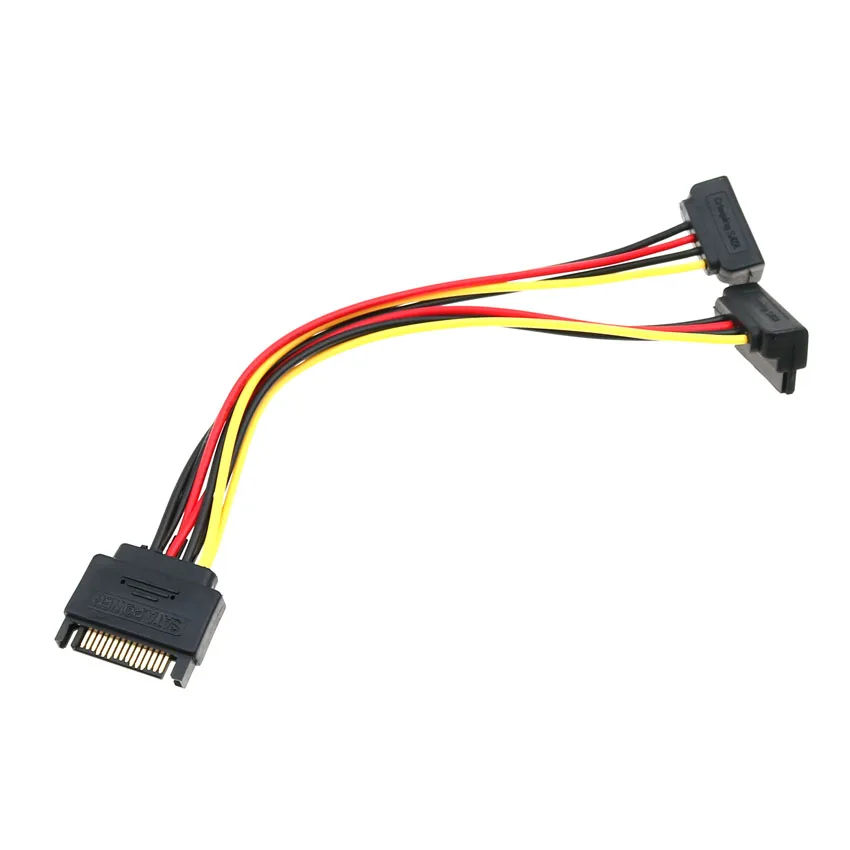 Cltgxdd 90 gradi SATA 15 Pin maschio a doppio 15 P femmina Y Splitter adattatore cavo di alimentazione cavo disco rigido per Computer di alta qualità