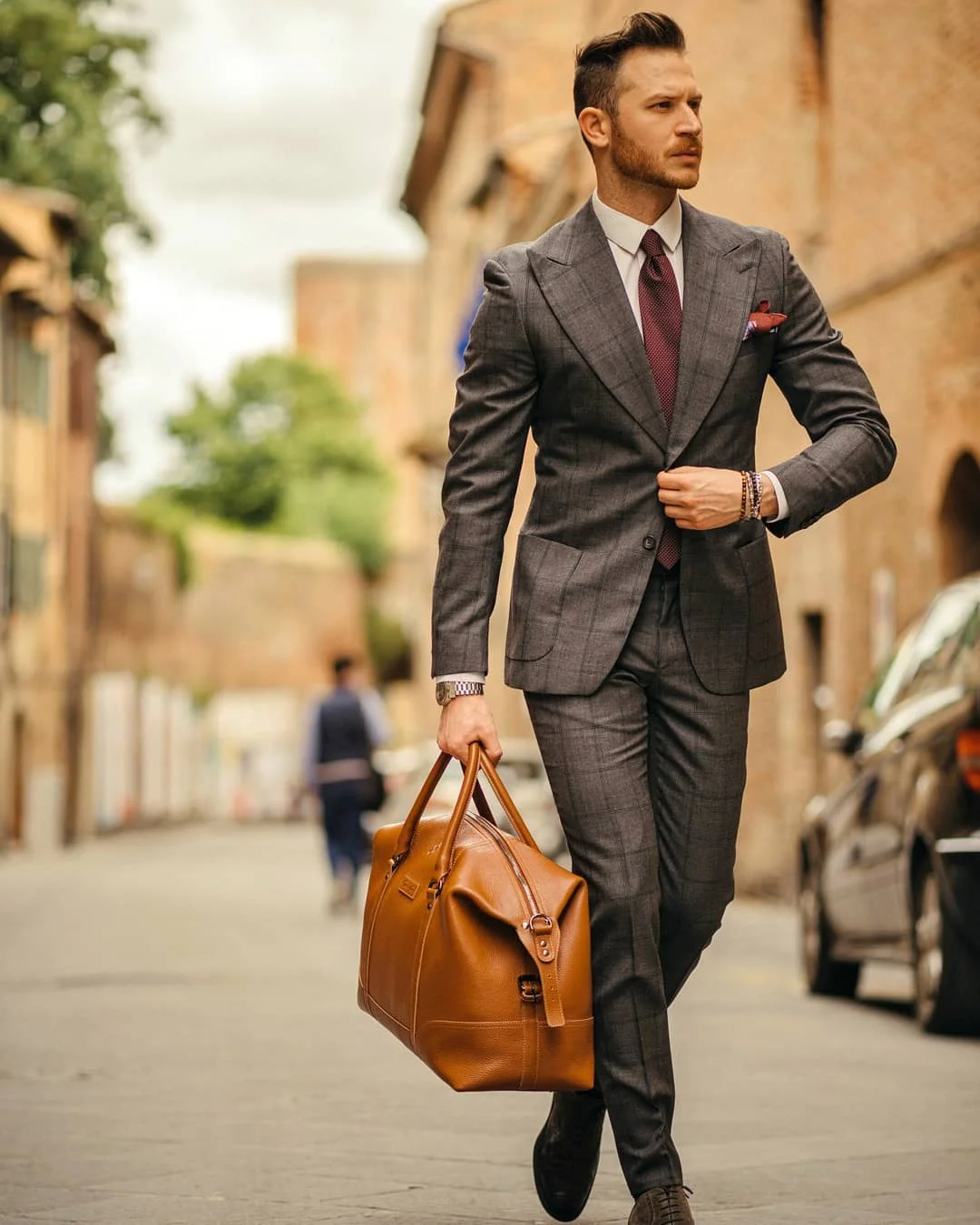 Tuxedos classique en laine à carreaux pour hommes, costume 2 pièces, pantalon ajusté, tenue de fête de bal et de mariage (veste + pantalon)