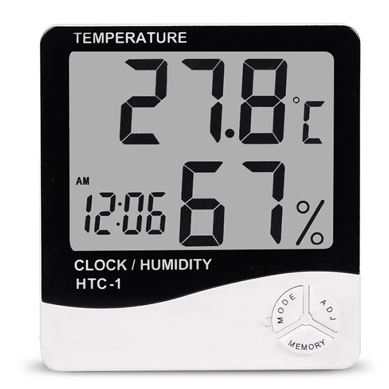 LCD Digital Thermometer Hygrometer Temperature Humidity Tester Weather Station Clock For Eyelash Extension Makeup Beauty Salon