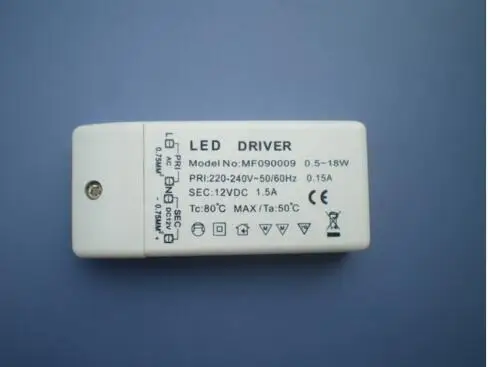 Adaptateur de pilote de transformateur LED CE UKCA, sortie 12V DC, couvercle en plastique 6W, 12W, 18W, 220V à 12V pour bande LED MR11, MR16 12V DC