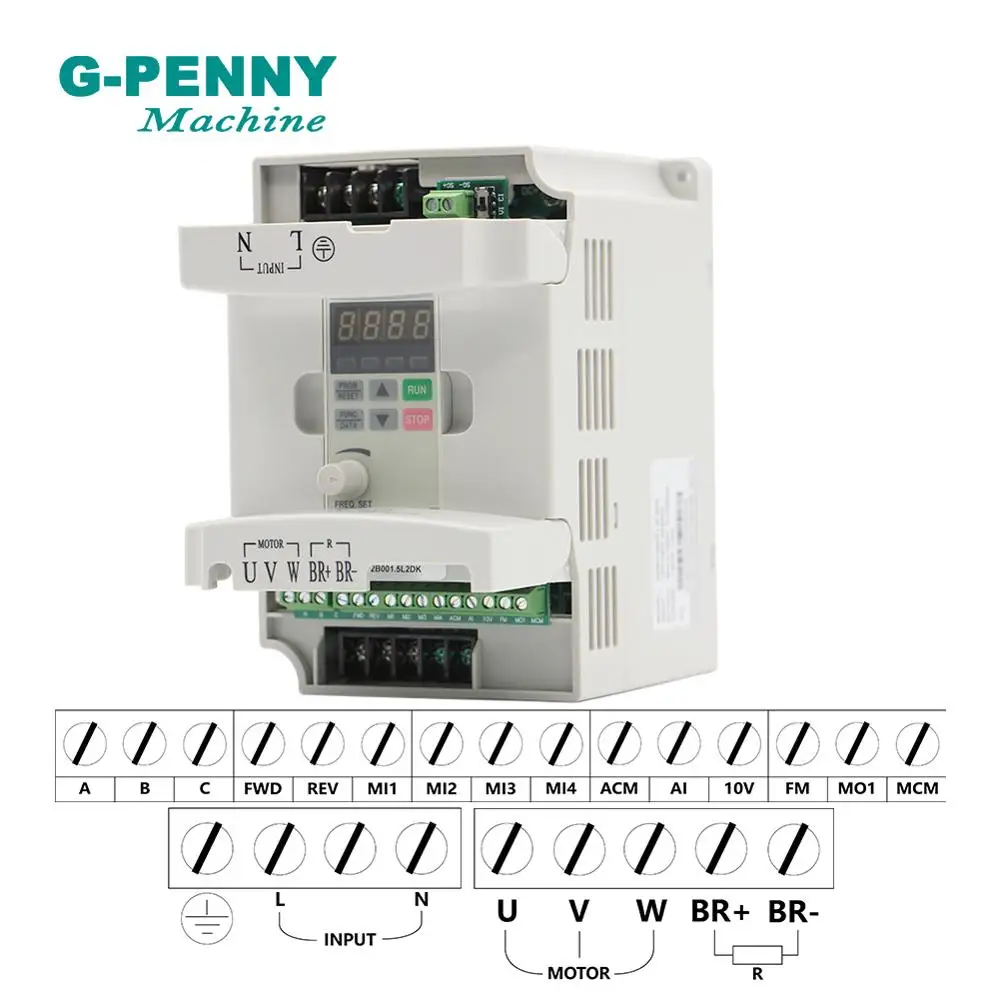 G-PENNY 300w Water Cooled Spindle Motor ER8 60000rpm Ceramic Bearings 1000Hz Water Cooling & 1.5kw VFD Frequency Drive