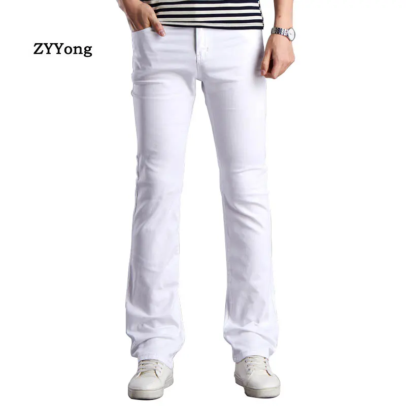 ZYYong Spring New Flared Pants Men's Business Casual Slim Bootcut Flared  White  Brown Khaki  Black Men Trousers Size28-38