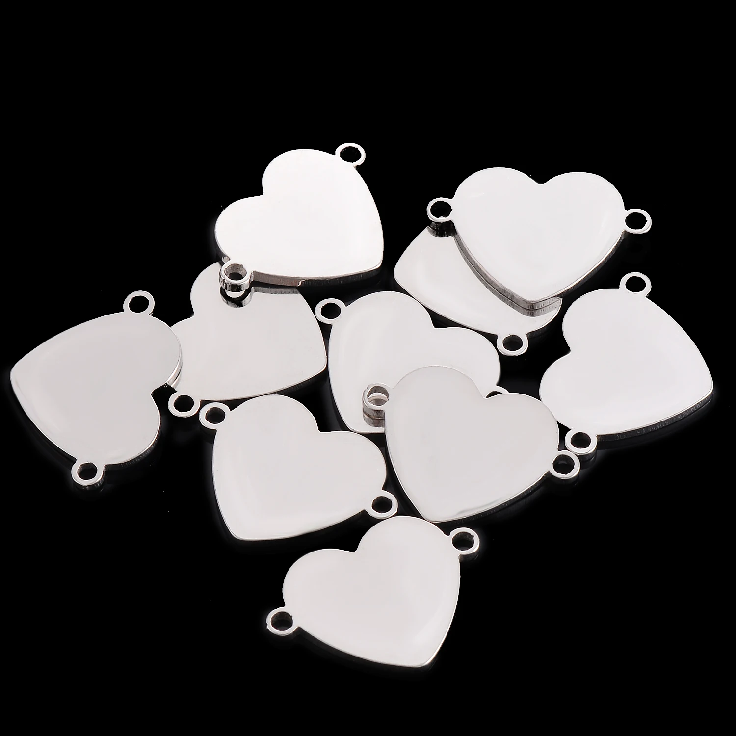 10 sztuk ze stali nierdzewnej małe serce bransoletka złącza Charms DIY komponenty do biżuterii bransoletka złącze akcesoria 2 otwory DIY Charm — zdjęcie 3