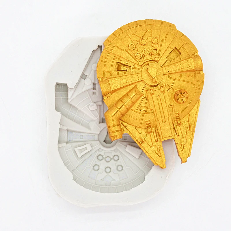 3D Space Ship Shape Silicone Mold Party Fondant Cake Decorating Tools Candy Chocolate Cookie Baking Moulds DIY