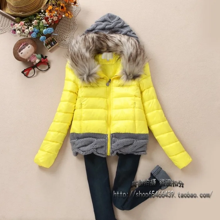 fashion 2020 new style casual heavy hair collar outerwear women slim knitted hooded thick warm down coat jacket S0620