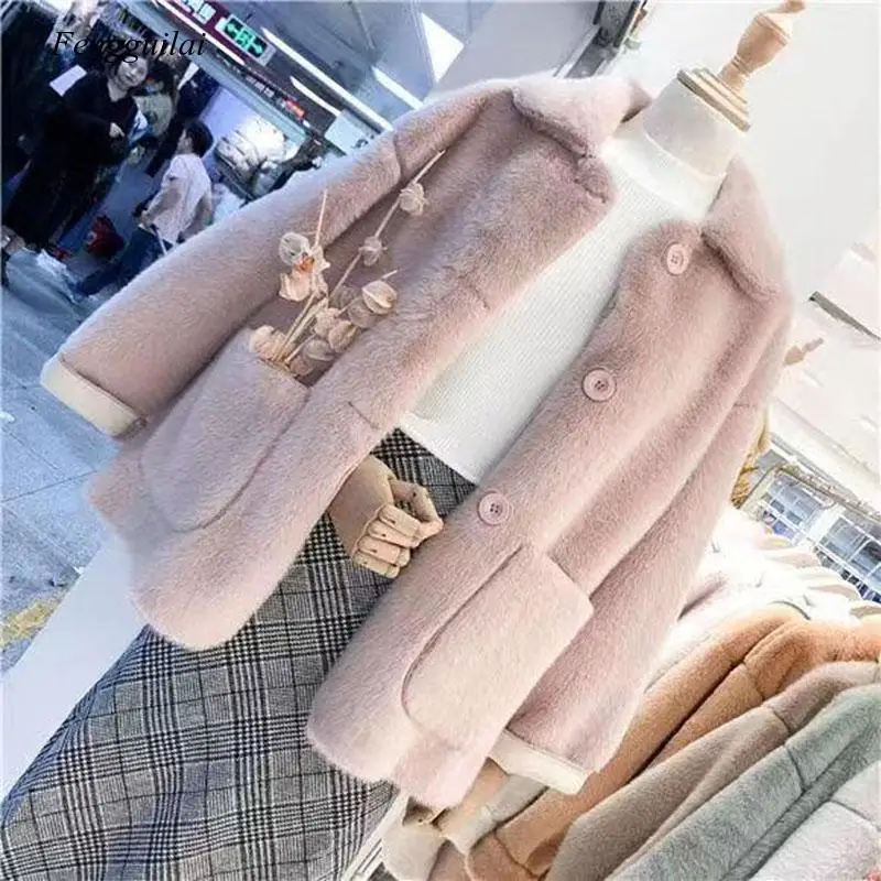 Faux Fur Mink Coat Women Spring Jacket Plush Coat Ladies Short Jacket Loose Autumn Winter Women's Jackets Chaqueta mujer