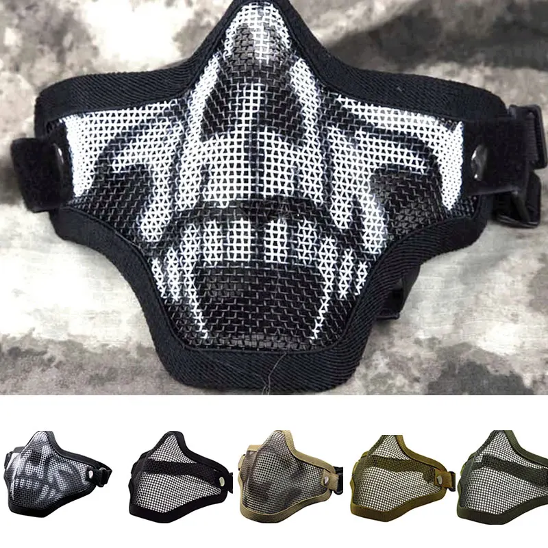 Hunting Accessories Camouflage Net Mask Airsoft Paintball Netting Mask Mesh Tactical Military Accessories Metal Steel Wire Mask