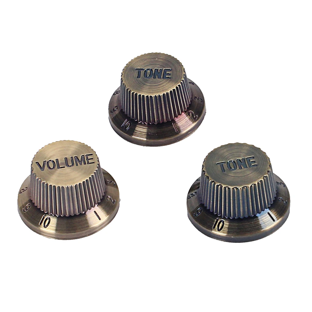 3pcs Plastic Volume Tone Speed Control Knobs for Electric Guitar, Bronze Color