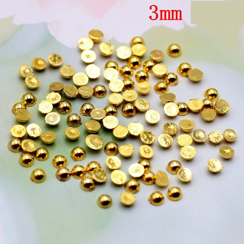 3/4/5/6/8/10mm dorato mezzo tondo Flatback resina ABS perle di perle indumento Scrapbook perline gioielli fai da te che fanno Nail Art Phone Decor