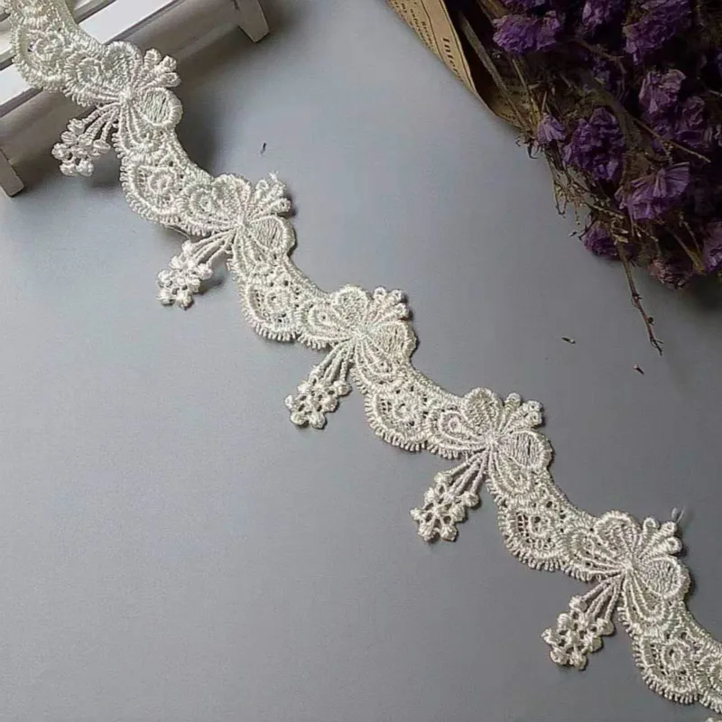 2 Yard Ivory Vintage Bowknot Butterfly Lace Embroidered Lace Trim Ribbon Applique Handmade DIY Sewing Supplies Craft Decoration