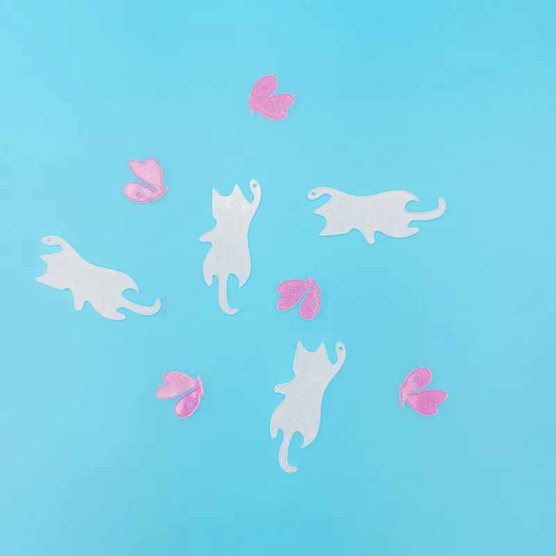 KUGUYS Cat Catches Butterfly Drop Earrings for Women Glitter Pink White Kittens Acrylic Jewellery Cute Girls Kids Accessories