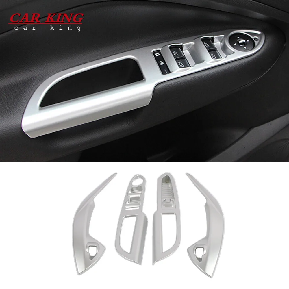 

Automobile styling Interior Door Armrest Window Lift Cover Trim 4pcs For Ford Escape Kuga 2013 2014 2015 2016 2017 Accessories