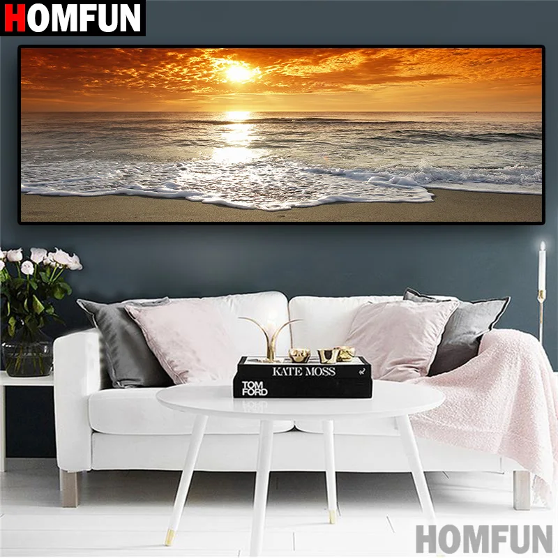 

HOMFUN Diamond Painting "Dusk sunset seascape" DIY 5D Diamond Embroidery Sale Full Set Rhinestone Cross Stitch Home Decor A30012