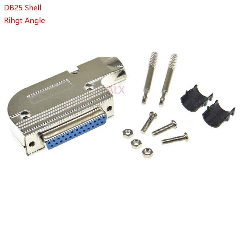 1Pcs DB25 Metal Housing Hood Right Angle Shell For D-SUB 25 Pin 2 Rows DB25 Pin Serial RS232 connector