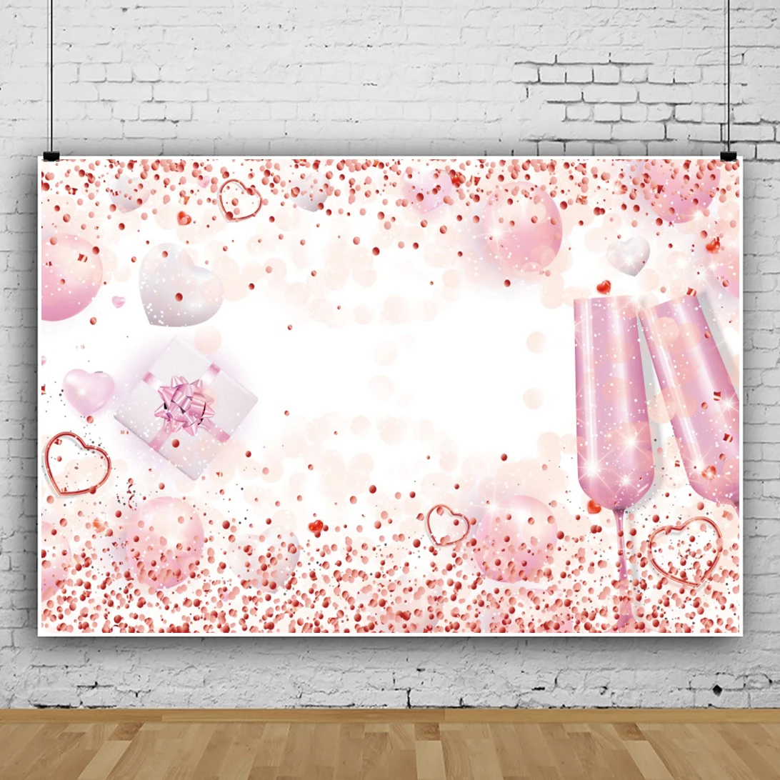 Laeacco Pink Light Bokeh Love Heart Pattern matrimonio compleanno sfondo fotografico ritratto Poster personalizzato sfondo fotografico
