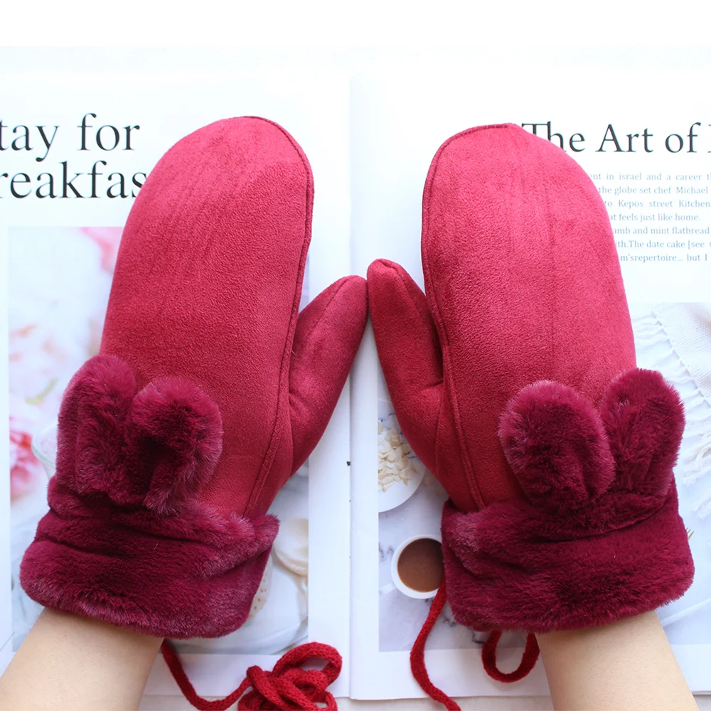 New Suede Mittens Suitable For Girls Short Styles Of Various Colors Fashion Mittens For Winter And Cold Protection