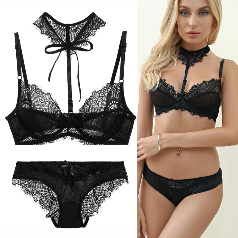 Ensembles de soutien-gorge brodé pour femmes, sous-vêtements push-up en dentelle, lingerie grande taille, bonnet BCDE, nouveau, 2021, 34/75, 36/80,