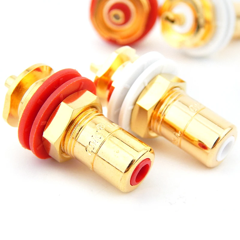 RCA Terminal Plug Connector Binding Post CMC CMC816U HIFI Audio Amplifiers DAC Speaker Gold-plated Copper Horn RCA JACK socket
