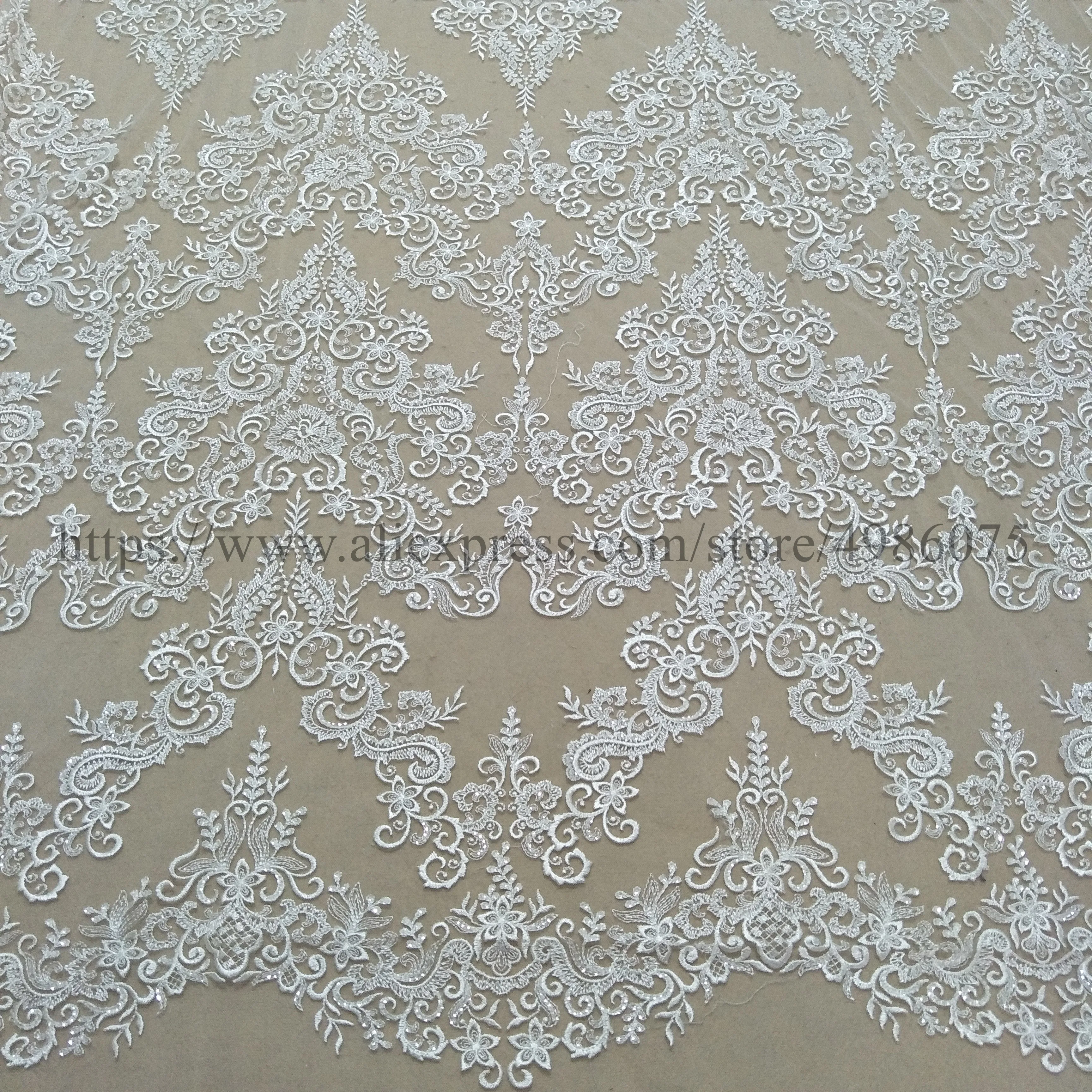 Guipure lace fabric worldwide shipping with sequins embroidery lace 130cm width sell by yard