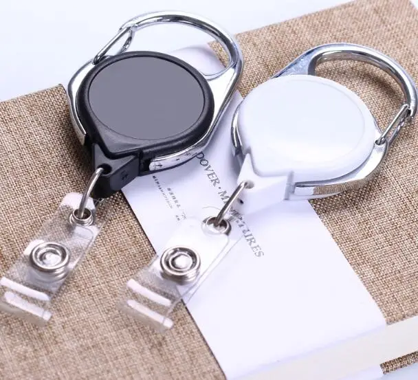 

1000 pcs Retractable Pull Key Ring Chain Reel ID Lanyard Name Tag Card Badge Holder Reel Recoil Belt Key Ring Clip gift