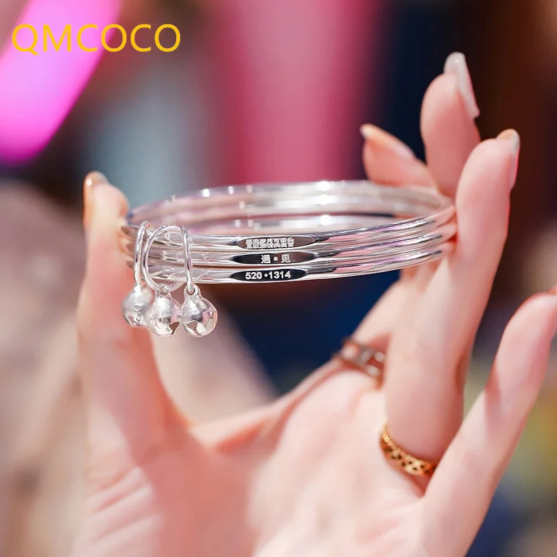 QMCOCO Round Bead Multi-Layer Simple Bracelet Woman Silver Color Fashion Hand Ornament Design Valentine's Day For Woman Gifts