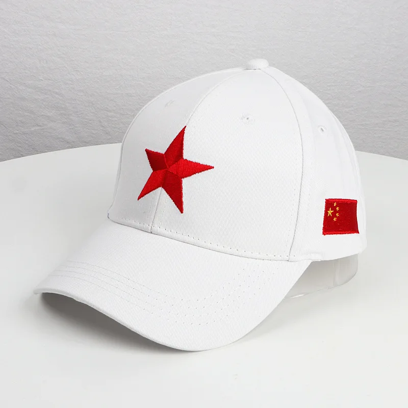 Summer Men\'s And Women\'s Baseball Cap High Quality Red Five Pointed Star National Flag Embroidery Baseball Cap Sun Shading Hats