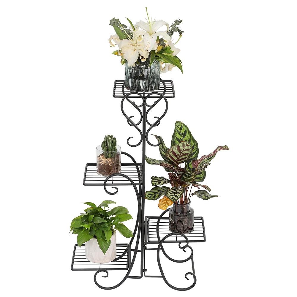 

Garden flower stand Flower Pot Rack4 Potted Square Flower Metal Shelves Plant Pot Stand Decoration for Indoor Outdoor Garden