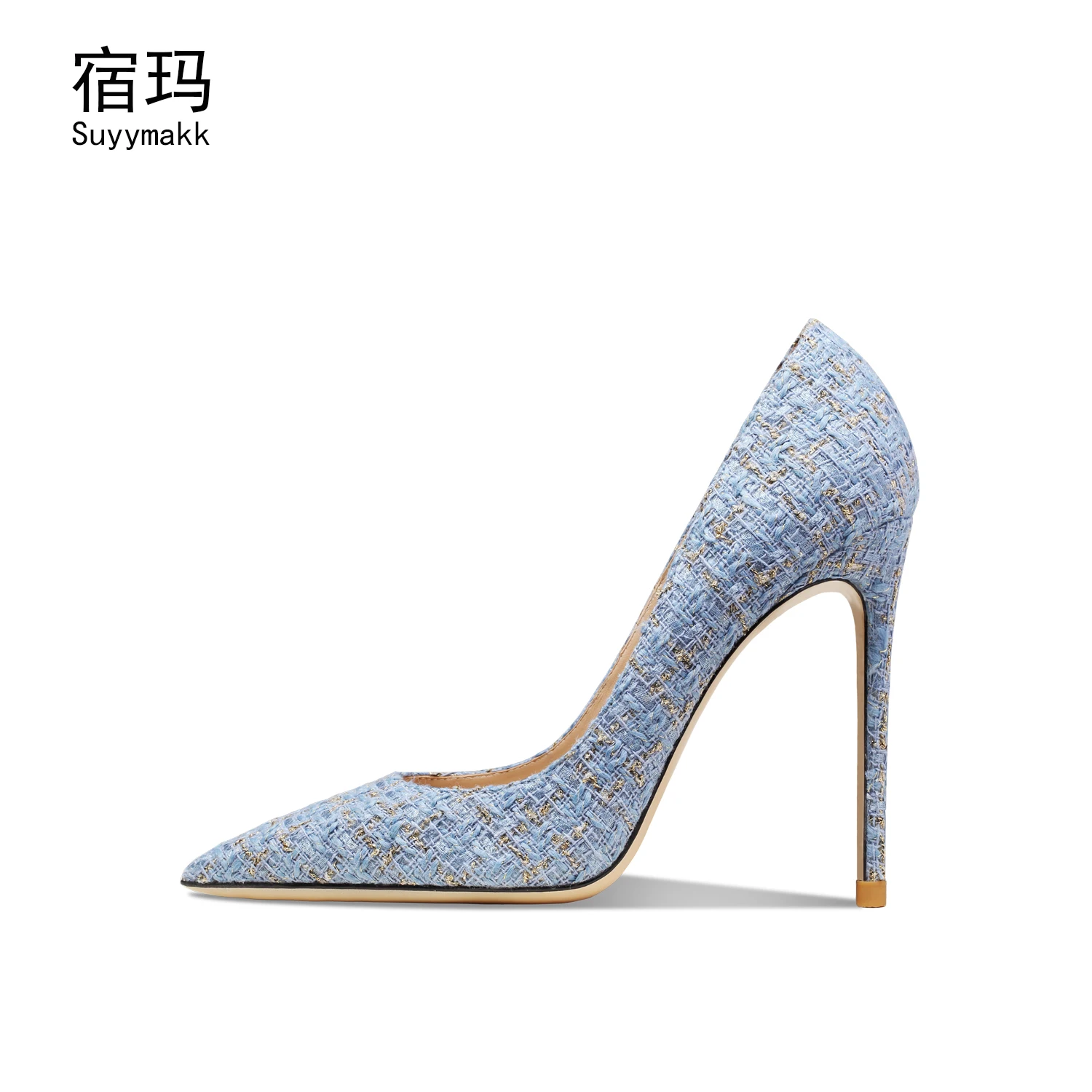 Weave 2022 Spring Fashion Sexy High Heels Women Pumps Blue Pointed Toe Office Lady Elegant Working Shoes Luxury Singles Shoes 41