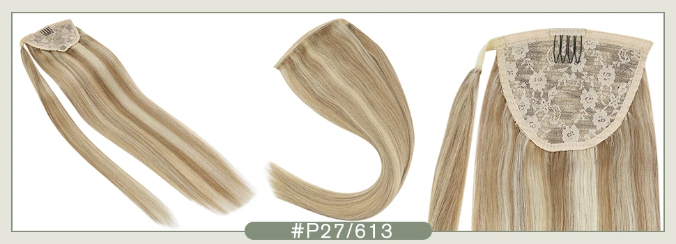VeSunny Echthaar-Pferdeschwanz, Ombré-Braun, Pferdeschwanz-Verlängerung, echtes Menschenhaar, dunkler Ansatz, hellbraun mit blondem Haar, Pferdeschwanz-Haar – Detail 9