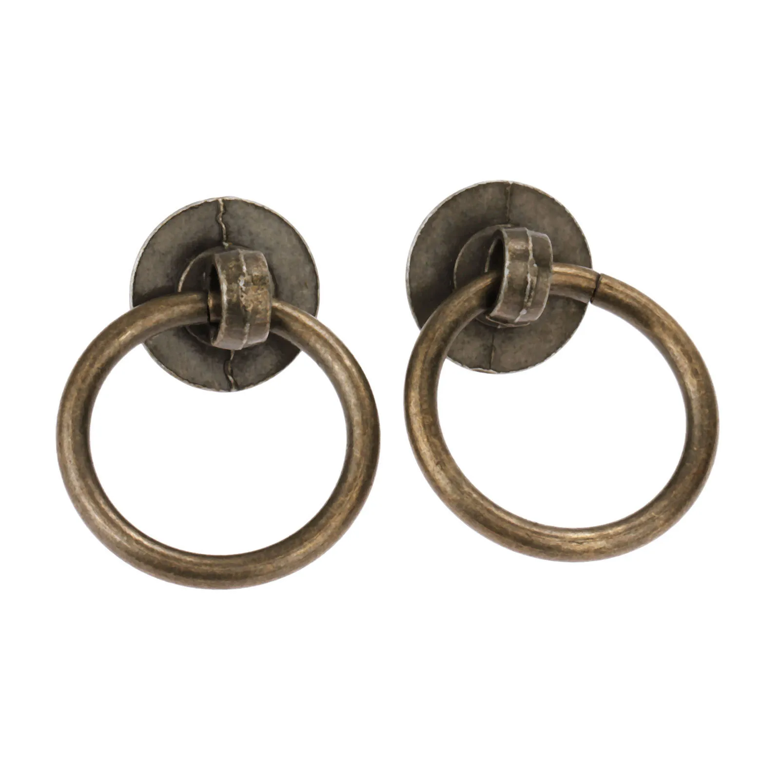 Juego de pomos de anillo de bronce antiguo, tirador Simple con tornillos para decoración de armario, muebles de cocina, cajón, armario, 40x30mm, 2 juegos