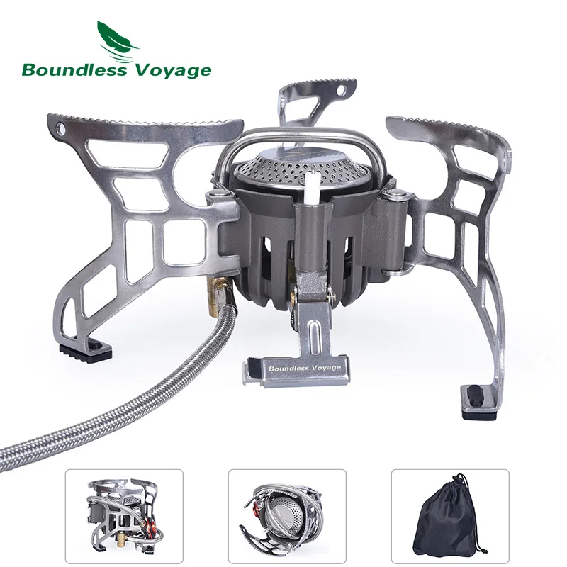 Boundless Voyage 3500W Camp Gas Stove Outdoor Foldable Cooking Kit Camping Food Cooker Portable Lightweight High Power Stove