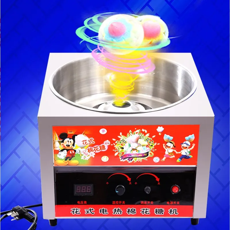 Cotton Candy Machine Business Fully Automatic Electric Heating Cotton Candy Machine Colored Fancy Brushed Marshmallow candy cart