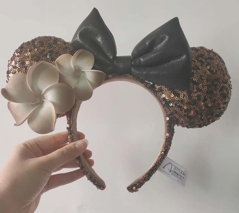 Parks Black Gold Plumeria Disneyland Aulani Hawaii Minnie Ears Headband