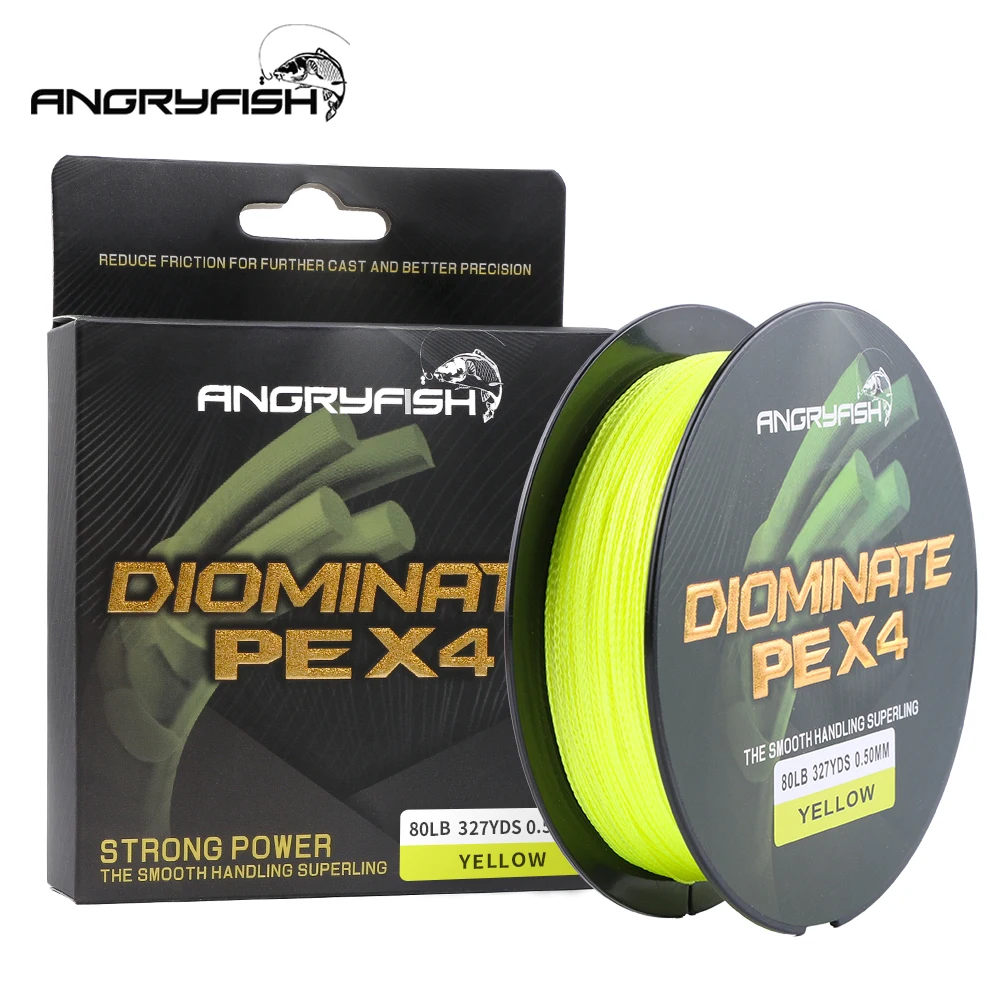 Angryfish-sedal multifilamento de 4 hebras 327yd/300 mtrenzado, hilo de pesca PE para agua salada/dulce 15 20 25 30 40 50 60 80LB