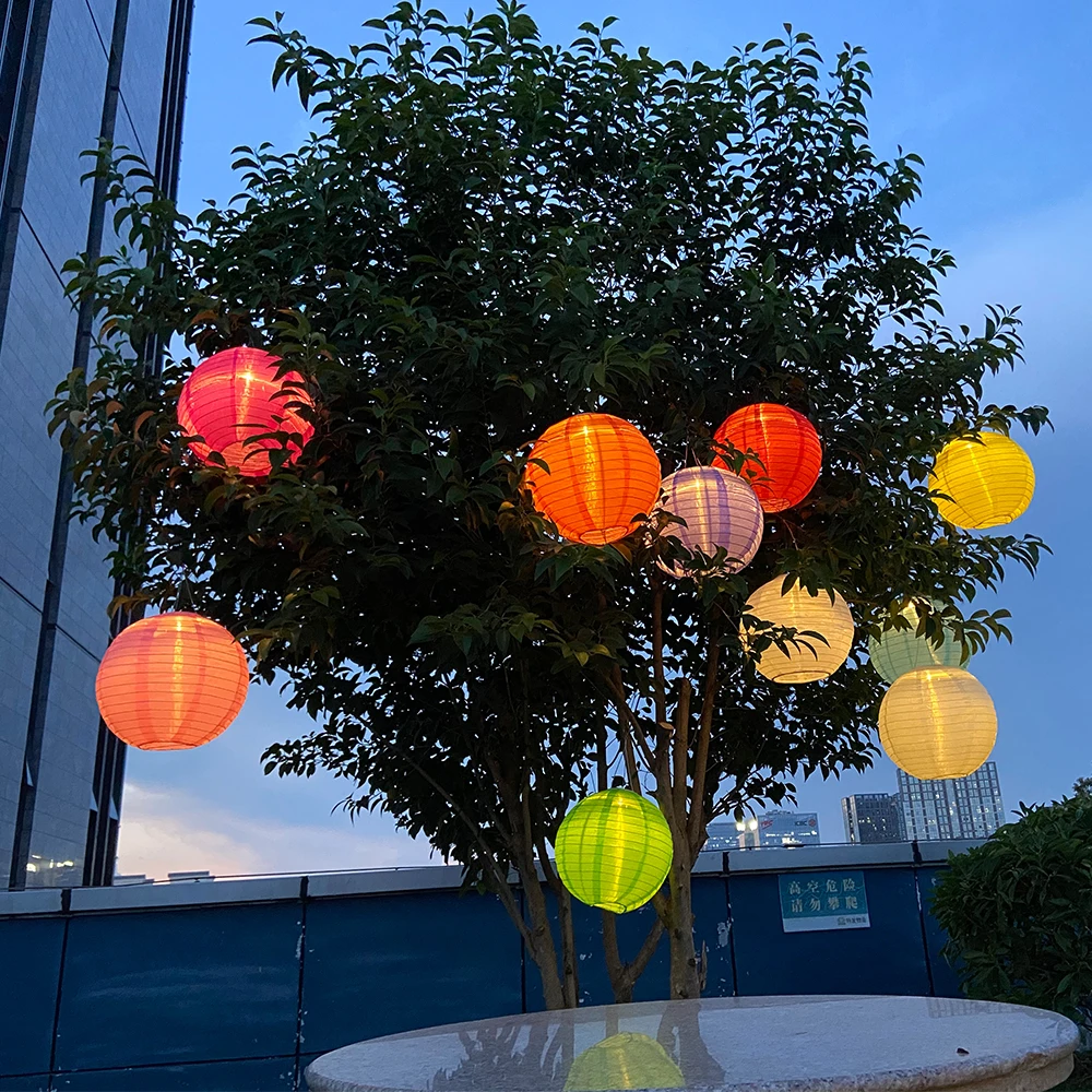 Chinesische/Japanischen Runde Laterne Geburtstag Hochzeit Decor Garten Hängen Laterne Urlaub DIY Ornament Ball Liefert Solar Laterne