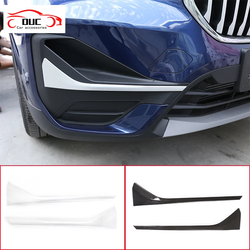 

2pcs Car Styling Carbon Fiber Style Front Fog Lights Lamp Strips Trim Cover Stickers For BMW X1 F48 2020-2021 Car Accessories