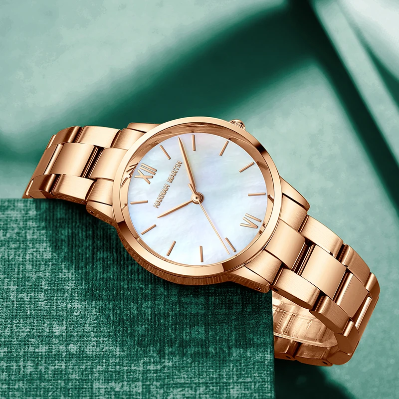 2021 novo estilo de ouro aço inoxidável pedra verde dial japão quartzo concha pérola ostra marca feminina à prova dwaterproof água senhora retro relógios