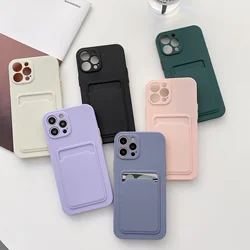 Lvoest เคสโทรศัพท์สำหรับ iPhone 11 12 13 PRO MAX XR XS MAX 7 8 plus SE 2020 12 MINI 14 15เคสซิลิโคนนิ่มมีที่ใส่บัตร