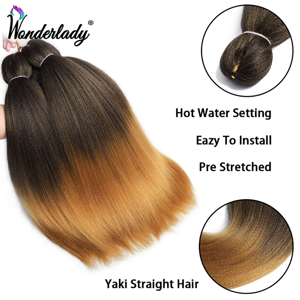 WonderLady Pre Stretched Synthetic Braiding Hair Extensions Yaki Straight Hot Set Jumbo Braids For Senegalese Twist Bundles Bulk