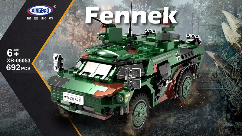 The German Military High-Tech Weapon Army Weasel Infantry Fox Reconnaissance Vehicle MAN KAT1 8x8 Building Blocks Bricks Toys