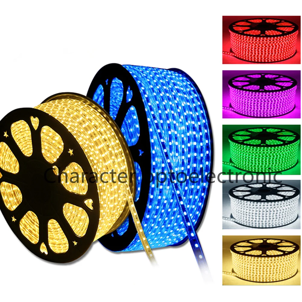 AC 220V Silicone Tube Waterproof 5050 SMD LED Strip light Tape 1M/2M/3M/4M/5M/6M/7M/8M/9M/10M/15M/20M 60LEDs/M + EU Power Plug