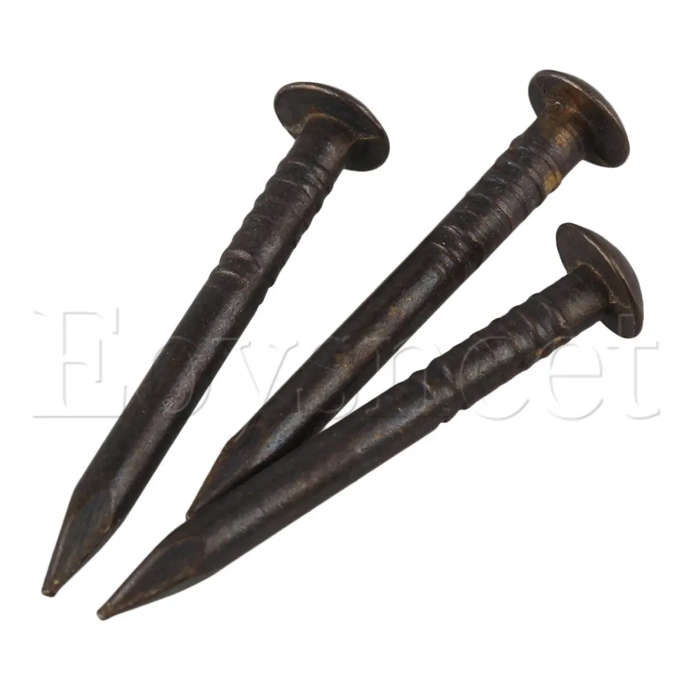 2.2x0.2cm Round Head Antique Pure Copper Wood Screw Nail Set of 50 Black