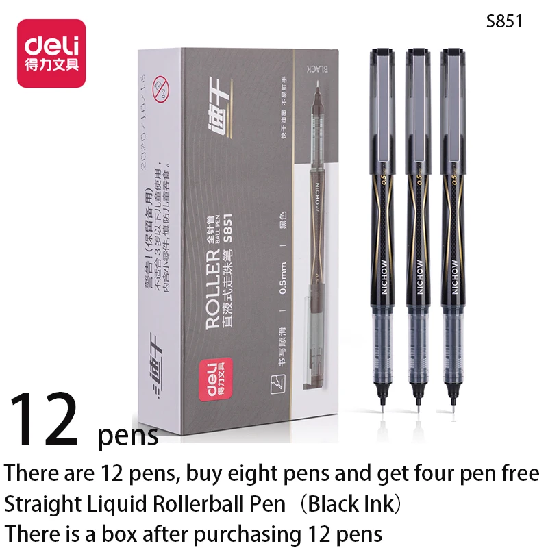 0,5mm Schwarz Voll Nadel Rohr Gerade Flüssigkeit Rollerball Stift Unterzeichnung Treffen Förderung Gel Stift Schreibwaren Schreib Student Schule