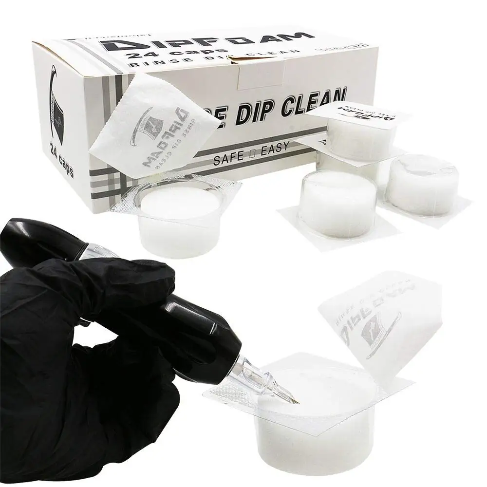 8/16/24PCS Tattoo Disposable Dip Foam Rinse Caps Cups Cleaning for Tattoo Needle and Tip Rinse Dip Tattoo Clean Supplies