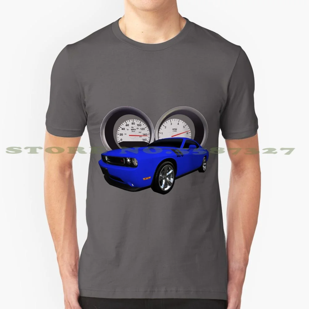 Challenger With Dash Cluster As Background 100% Cotton T-Shirt Challenger Speed Muscle Car Hotrod American Automobile