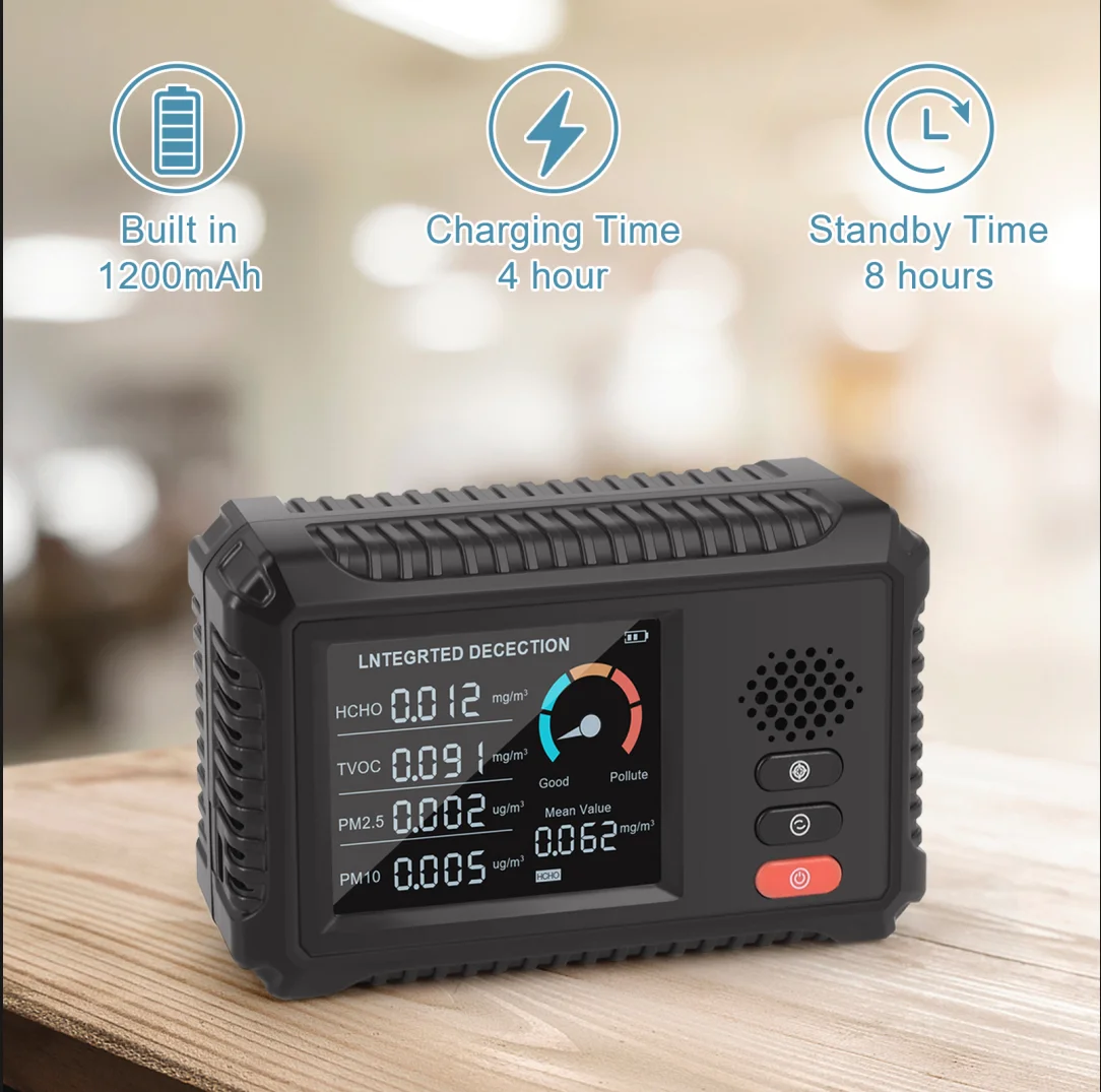 Air Quality Detector Intelligent Detection Of Formaldehyde Co2 PM2.5 PM10 Measuring Device Real-time Indoor Air Pollution Data