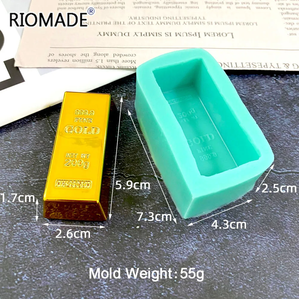 Gold Brick Shape Silicone Mold Cake Decorating Tools Chocolate Handmade Soap Candle Gold Bar Shape Fondant Mould F0964JT