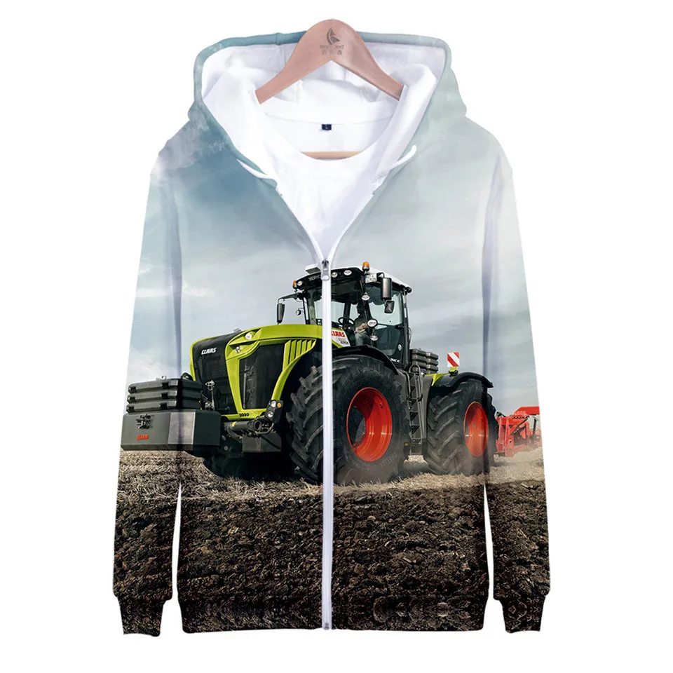 2 To 14 Years Kids Hoodies 3D Tractor Pattern Car Printed Hoodie Sweatshirt Boys Girls Harajuku Cartoon Coat Children Clothes